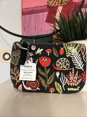 Danica Studio Black Floral Zip Cosmetic Pouch